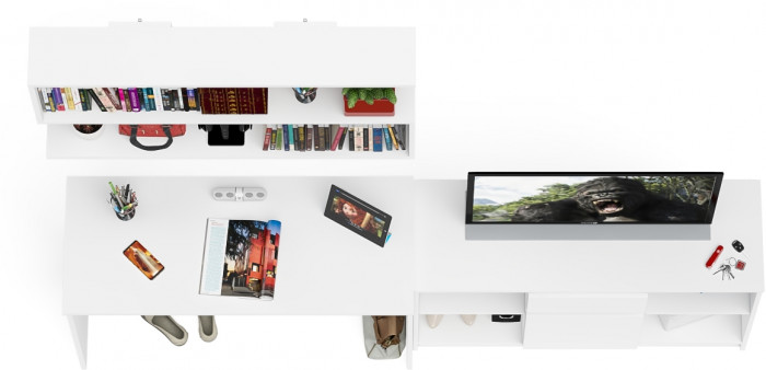 Мори письменный стол МСП1200.1 + Тумба МТВ1204.1 + Полка 1200, белый