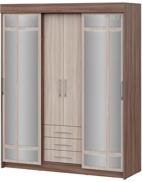 Шкаф-купе Фортуна, ясень шимо темный/ясень шимо светлый