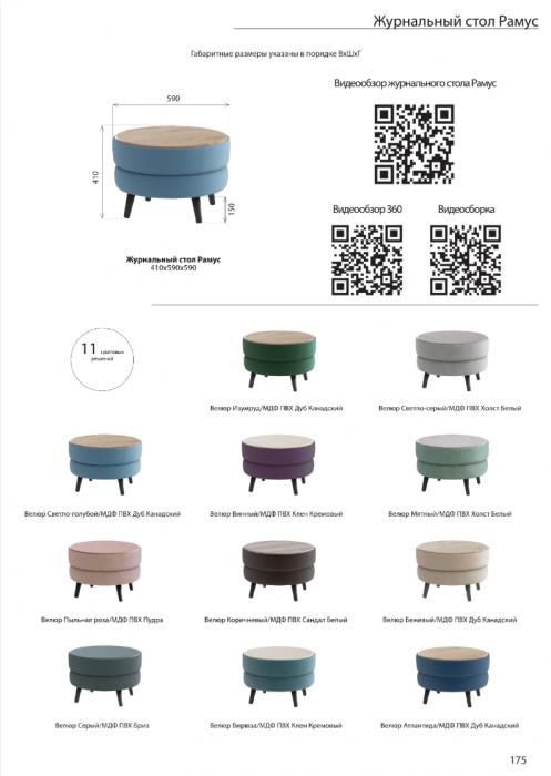 Стол журнальный "Рамус", Мятный/МДФ холст белый