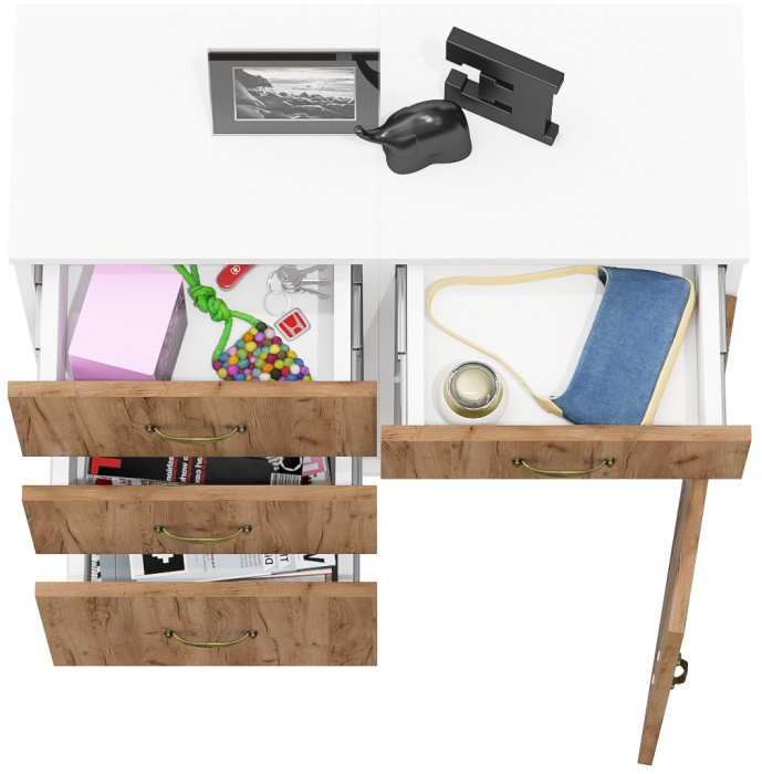 Лидер-8 Тумба МД 3.15 + Тумба МД 3.16, белый шагрень/крафт золото