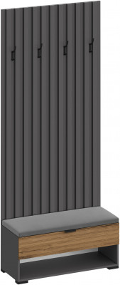 Ома Вешалка-Прихожая с тумбой В-3607, Графит/Дуб Тортуга