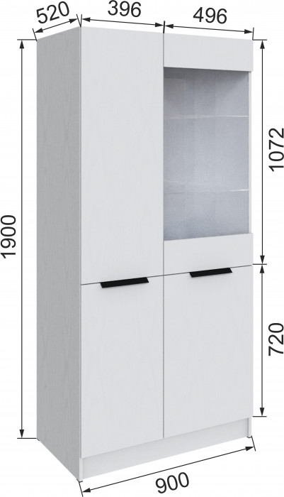 Шкаф Мадрид (0,9) с 1 витриной, Белый