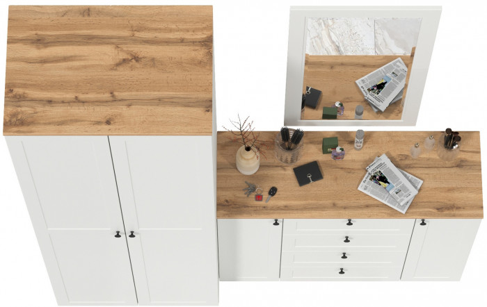 Остин Прихожая 14, белый шагрень/дуб крафт золотой