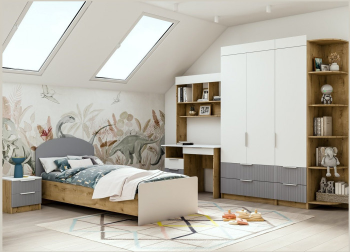 Модульная детская Лавис, композиция 2, Белый/Белый софт / Серый эмалит