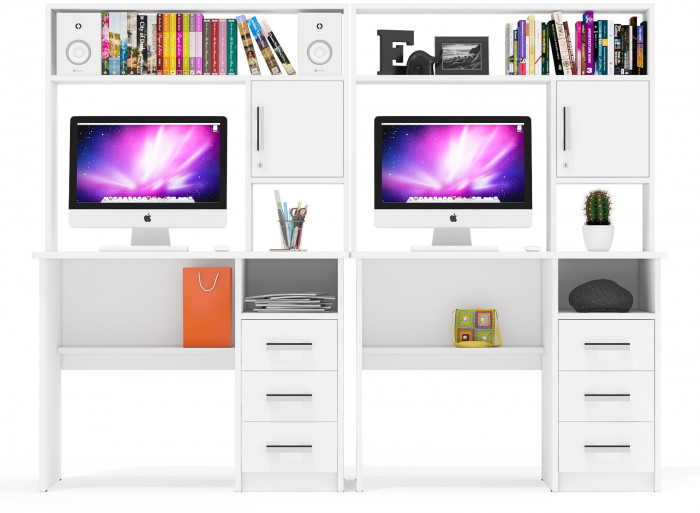 компьютерный стол С-МД-СК9+компьютерный стол С-МД-СК9, белый шагрень