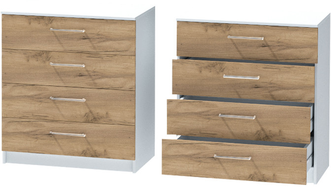 Комод №1 "Иннэс-7", Белый/Крафт золотой