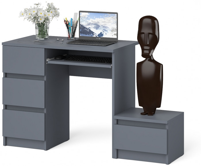Мори компьютерный стол МС-6 левый + Тумба ТМП400.1, графит