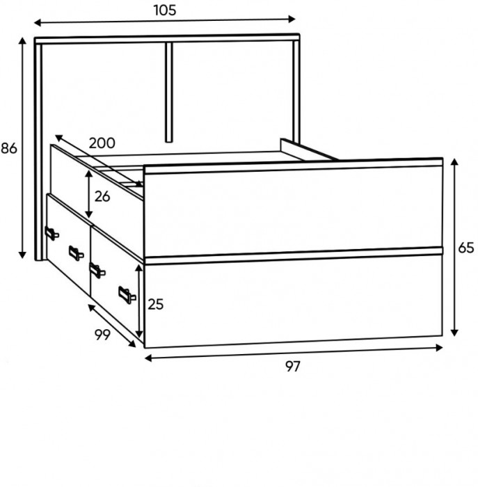 Кровать с реечным настилом Сакура ЛИТ 90х200