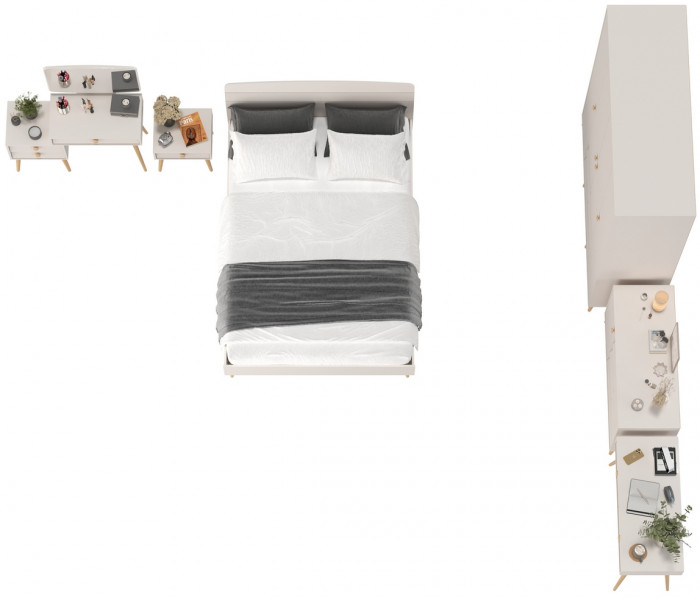 Афина Спальня 35-1400, цвет кашемир серый, сп.м. 1400х2000 мм., б/м, основание есть - фанера