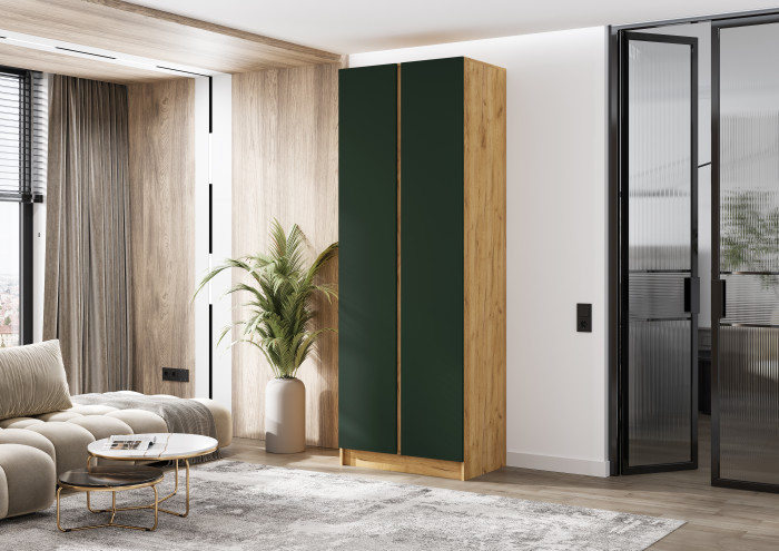 Келвин Шкаф 2-х створчатый 800, Дуб крафт/Изумрудный