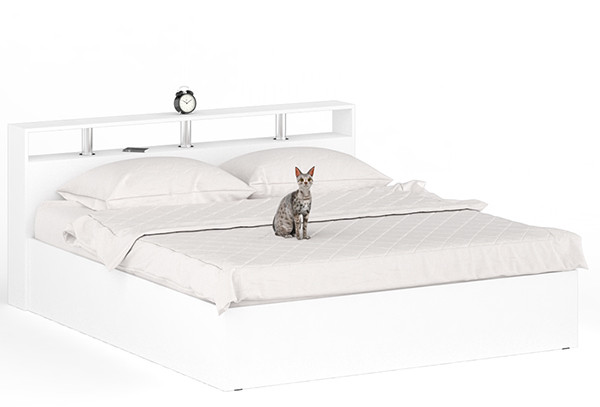 Камелия Кровать 1800, цвет белый, ШхГхВ 183,5х217х78,2 см., сп.м. 1800х2000 мм., без матраса, основание есть