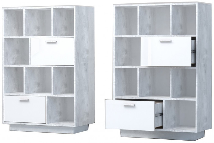 Эго Комод К-1 ПД (Глянец Белый/Бетон Светлый)