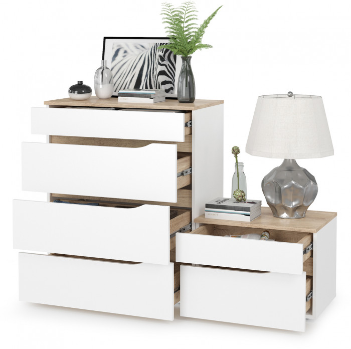 Муссон 13.97 Комод + 16.03 Тумба, белый/дуб эндгрейн элегантный