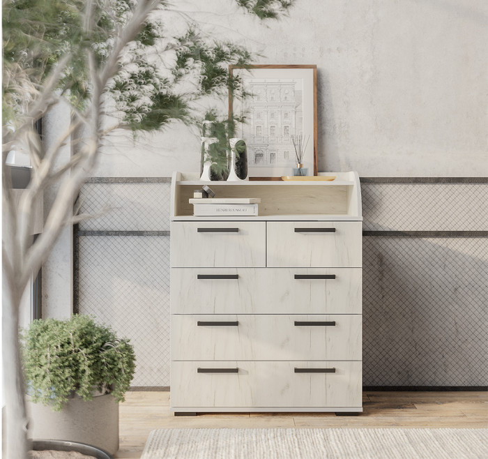 Комод Стандарт №1, Дуб крафт белый