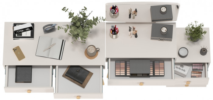 Афина Спальня Стол + Трюмо, цвет кашемир серый, ШхГхВ 100х45х76 + 105х38,6х129 см., универсальная сборка