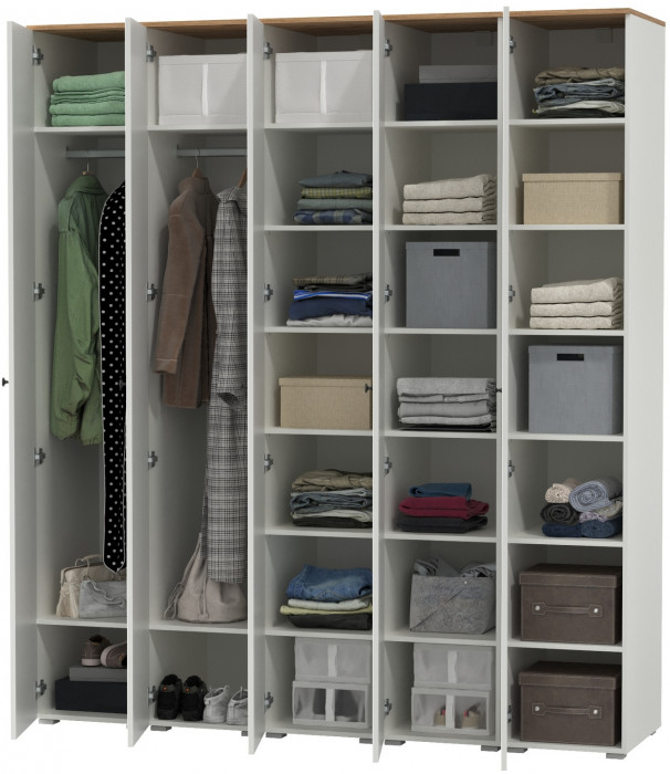 Остин 13.225 Шкаф-пенал 5 шт., белый шагрень/дуб крафт золотой