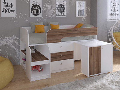 Кровать чердак Астра 9 V7 Белый/Орех