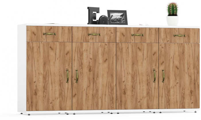 Лидер-8 Тумба МД 3.15 4 шт., белый шагрень/крафт золото