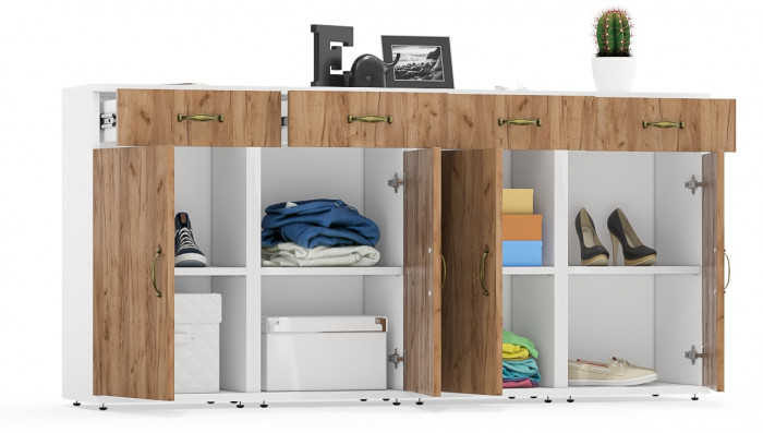 Лидер-8 Тумба МД 3.15 4 шт., белый шагрень/крафт золото