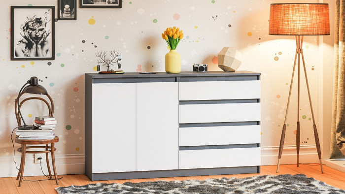 Мори Комод МК1600.1, графит/белый