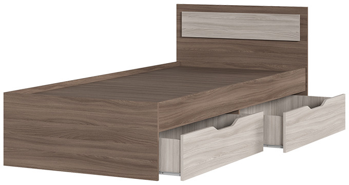 ГАРМОНИЯ КР 608 кровать с ящиками (0,952х0,78х2,032) шимо темный/шимо светлый