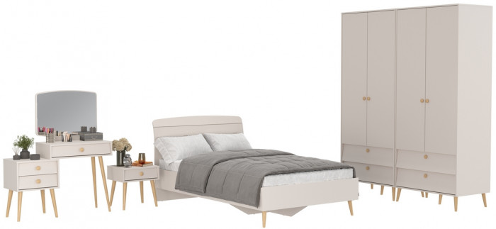 Афина Спальня 36-1200, цвет кашемир серый, сп.м. 1200х2000 мм., б/м, основание есть - фанера