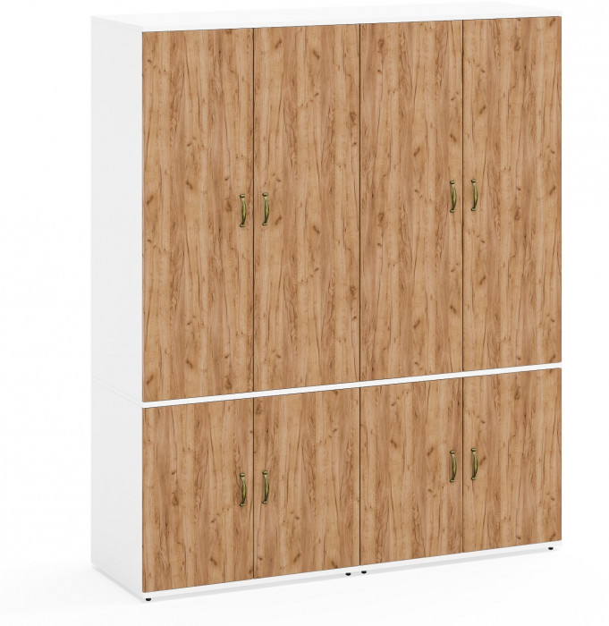 Лидер-8 Шкаф МД 19Б 2 шт., цвет белый шагрень/крафт золото, ШхГхВ 160х50х190 см., универсальная сборка