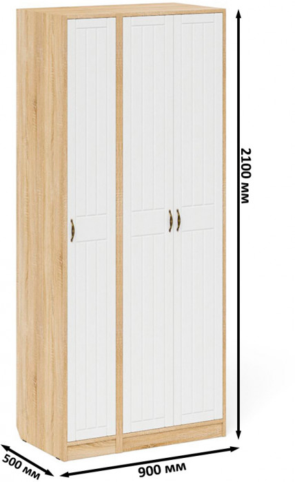 Прихожая П-6-500 Шкаф + Пенал, дуб сонома/фасады МДФ белое дерево фрезеровка прованс