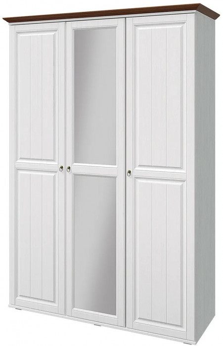 Валенсия Шкаф 3-х створчатый (Белый матовый / Орех)