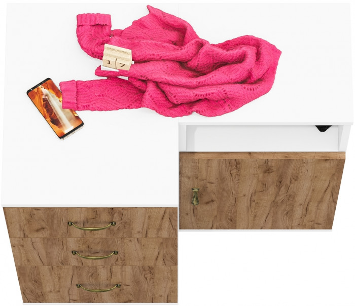 Лидер-8 Тумба МД 3.16 + Тумба МД 3.19, белый шагрень/крафт золото