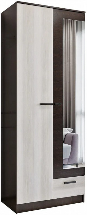 Адель Шкаф 0,8 + полки, Ясень шимо темный/светлый