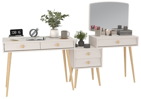 Афина Спальня Стол + Трюмо, кашемир серый