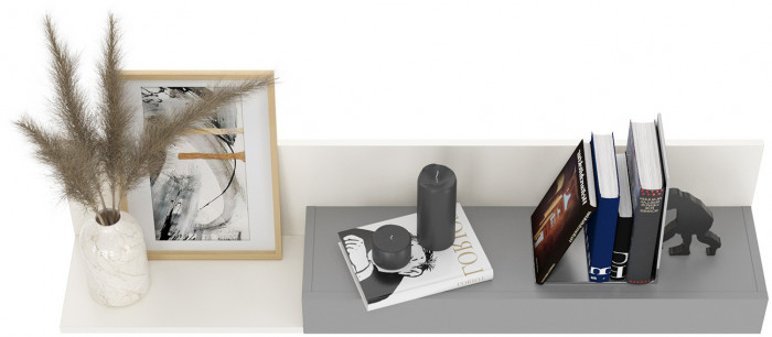 Торонто 16.475 Полка, цвет белый шагрень/стальной серый, ШхГхВ 120х23,2х24 см., универсальная сборка