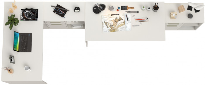 Лайт письменный стол 03.245F + 03.245F, белый шагрень