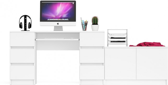 Мори компьютерный стол МС-2 + Тумба МА900.1, белый