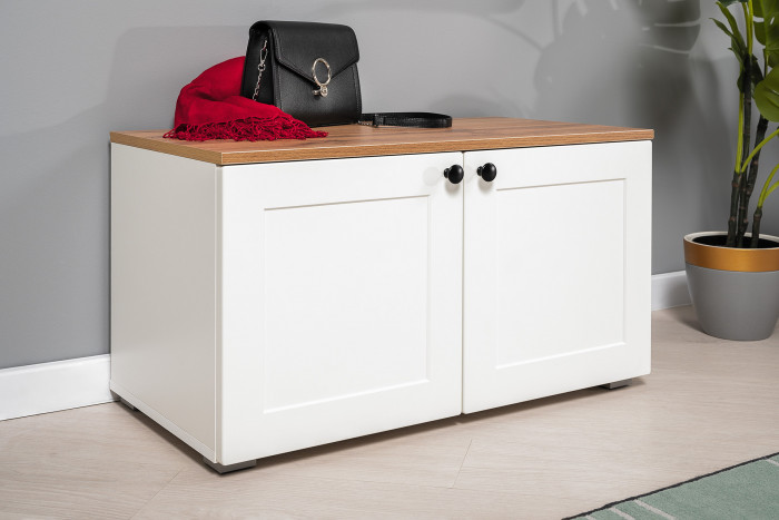 Остин 11.53 Кровать + ортопед + 16.47 Тумба под ТВ + 13.257 Тумба, белый шагрень/дуб крафт золотой