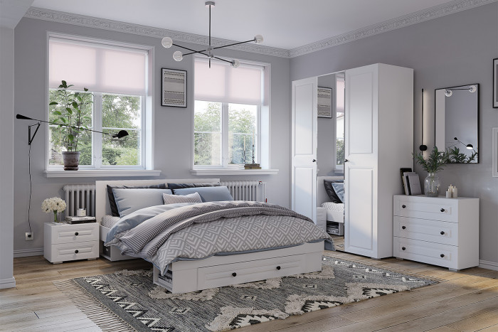 Кровать с проложками ДСП и ящиками Софт КР-11 (1,4), Белый