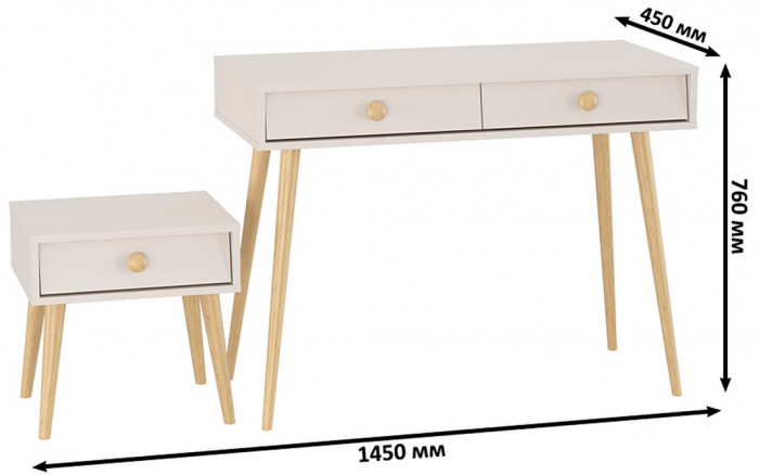 Афина Спальня Стол + Тумба прикроватная, кашемир серый