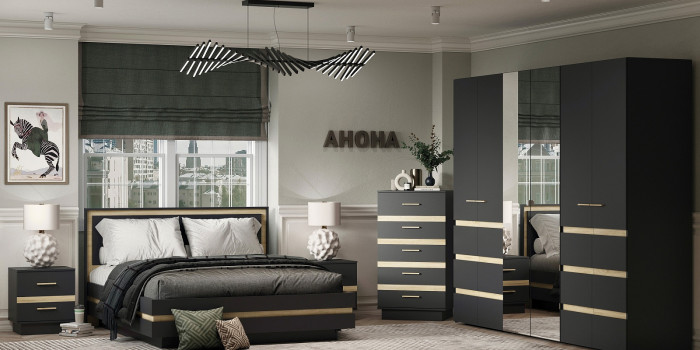 Шкаф для одежды и белья Анона, антрацит