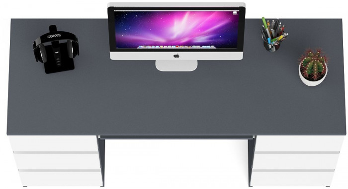 Мори Стол компьютерный МС-2, цвет графит/белый, ШхГхВ 135,4х50х76,6 см.