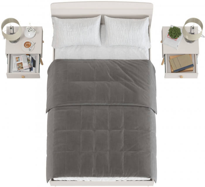 Афина Спальня Кровать 1200 + Две тумбы, кашемир серый