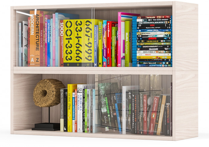 Две полки книжных С-МД-КН01, ясень шимо светлый