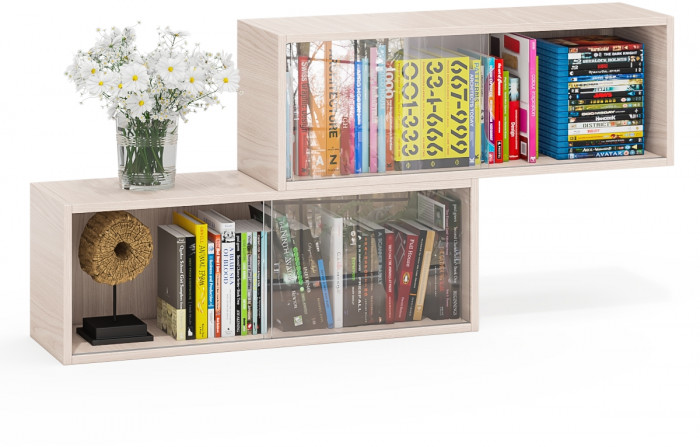 Две полки книжных С-МД-КН01, ясень шимо светлый