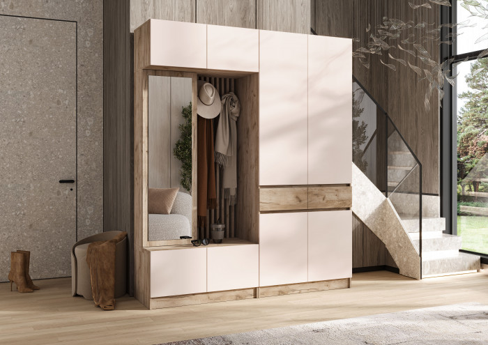 Модульная прихожая Роджинамиф, Крафт серый/Кашемир