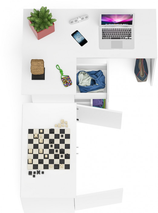 Мори компьютерный стол МС-16 левый + Тумба МА900.1, белый