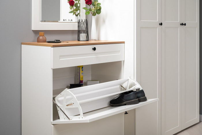 Остин Прихожая 17, белый шагрень/дуб крафт золотой