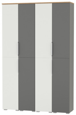 Октава Набор шкафов 47, цвет белый шагрень/серый графит/дуб крафт золотой/фасады МДФ белый шагрень/серый графит, ШхГхВ 128,8х35,3х197,6 см., ун. сб.