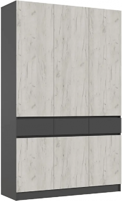 Прихожая Роджина Шкаф 3-х ств (Графит/Дуб Крафт Белый) (Дуб крафт белый/Графит)