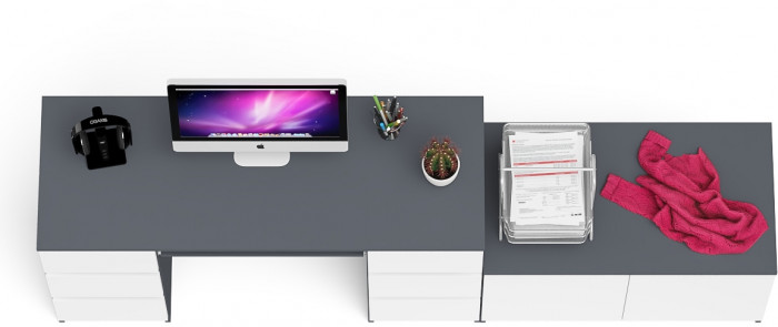 Мори компьютерный стол МС-2 + Тумба МА900.1, графит/белый