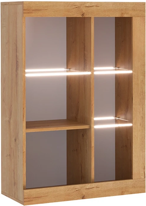 Прага Витрина универсальная ЛДСП, вотан/Белый глянец